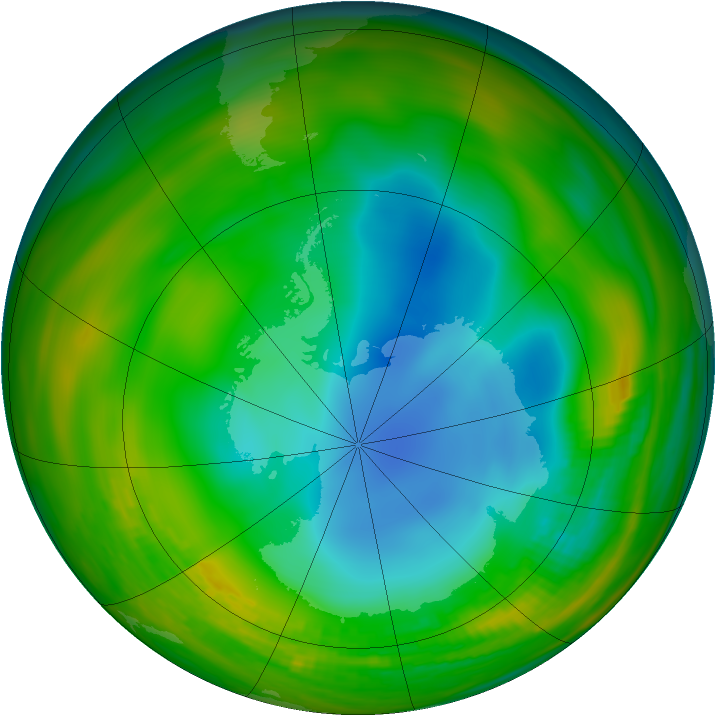 Antarctic ozone map for 23 July 1984